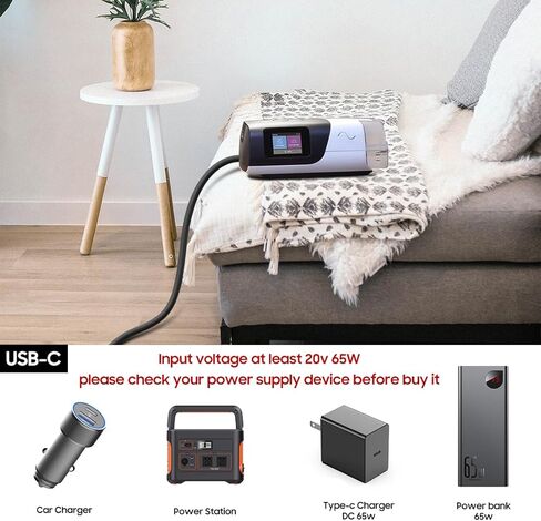 كابل شحن CASIMY PD USB-C 20V DC متوافق مع ResMed AirSense 11 Air 11 Airmini 65W 20W ResMed CPAP إلى 24V CPAP بطارية احتياطية لبنك الطاقة ومحول محطة شاحن مزود الطاقة in Kuwait