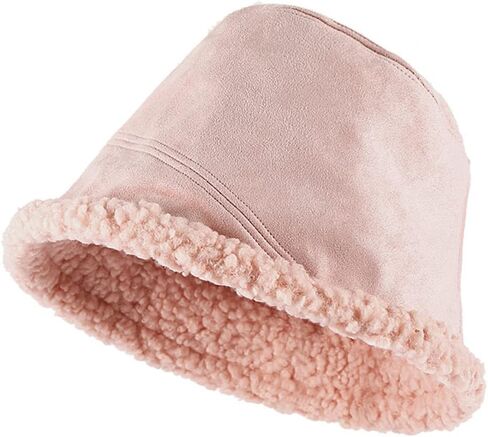 قبعة دلو شتوية للسيدات، قبعة صياد فروي للاستخدام الخارجي، قبعة من جلد الغزال والصوف العتيق، ترتدي كلا الجانبين in Kuwait