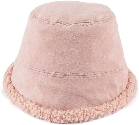 قبعة دلو شتوية للسيدات، قبعة صياد فروي للاستخدام الخارجي، قبعة من جلد الغزال والصوف العتيق، ترتدي كلا الجانبين in Kuwait