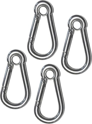 US Stainless 4 Pieces Stainless Steel 316 Spring Hook with Eyelet Carabiner 3/16" (5mm) Marine Grade in Saudi Arabia