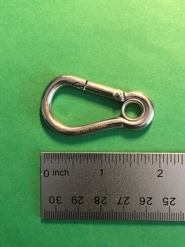 US Stainless 4 Pieces Stainless Steel 316 Spring Hook with Eyelet Carabiner 3/16" (5mm) Marine Grade in Saudi Arabia