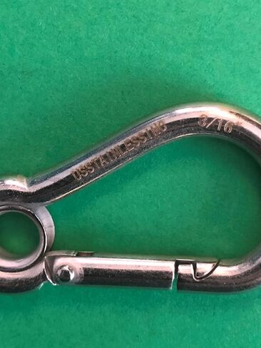 US Stainless 4 Pieces Stainless Steel 316 Spring Hook with Eyelet Carabiner 3/16" (5mm) Marine Grade in Saudi Arabia