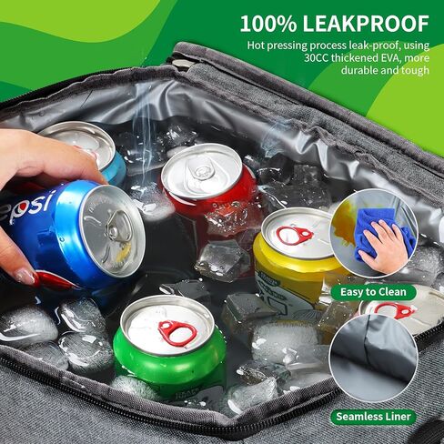 حقيبة تبريد 45 علبة للرجال والنساء، صندوق غداء معزول بطابقين كبير قابل للتوسيع سعة 32 لتر، حقيبة غداء تبريد مضادة للتسرب وقابلة لإعادة الاستخدام، مناسبة للتخييم/النزهة/رحلات الطريق، رمادي داكن in Kuwait