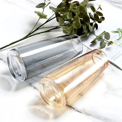 مزهرية زجاجية من سانكي للقطعة المركزية مزهرية زجاجية شفافة كريستالية حديثة لديكور المنزل والمكتب والزفاف (العنبر) in Kuwait