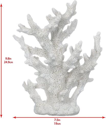 Decorative Sea Coral - 9.5x7.5x3.5" Coral Reef Decor - Small White Coral Decor for Beach House - White Coral Reef Decor - Decorative Coral Pieces - Sea Coral Decor - Perfect for Aquariums - Fish Tanks in Saudi Arabia