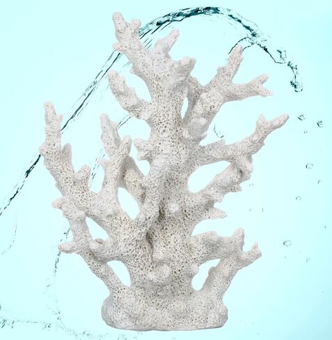Decorative Sea Coral - 9.5x7.5x3.5" Coral Reef Decor - Small White Coral Decor for Beach House - White Coral Reef Decor - Decorative Coral Pieces - Sea Coral Decor - Perfect for Aquariums - Fish Tanks in Saudi Arabia