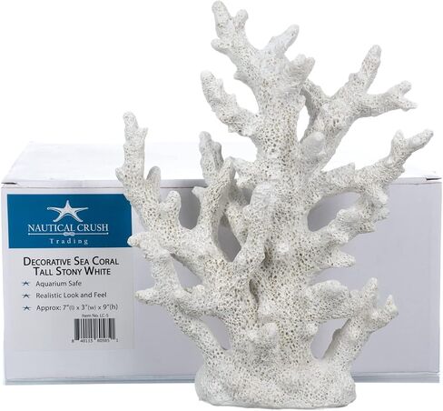 Decorative Sea Coral - 9.5x7.5x3.5" Coral Reef Decor - Small White Coral Decor for Beach House - White Coral Reef Decor - Decorative Coral Pieces - Sea Coral Decor - Perfect for Aquariums - Fish Tanks in Saudi Arabia