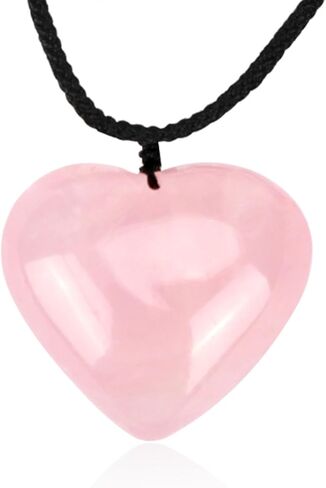 ideayard Labradorite Puffy Heart Shape Necklace, 1Pcs Handmade Carved Quartz Pendant Healing Crystal for Unisex, Rope Adjustable in Kuwait