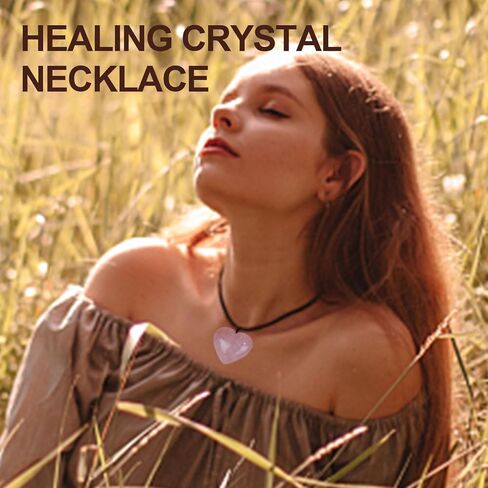 ideayard Labradorite Puffy Heart Shape Necklace, 1Pcs Handmade Carved Quartz Pendant Healing Crystal for Unisex, Rope Adjustable in Kuwait