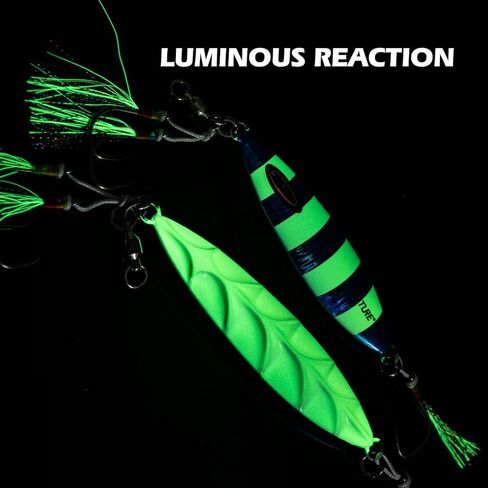 Goture بطيئة سقوط مسطح تهزهز مضيئة الرصاص العمودي تهزهز المياه المالحة الاصطناعي إغراء تهزهز الصيد إغراء مع اثنين من مساعدة Mustad هوك لسمك التونة الكنعد باس السلمون in Kuwait