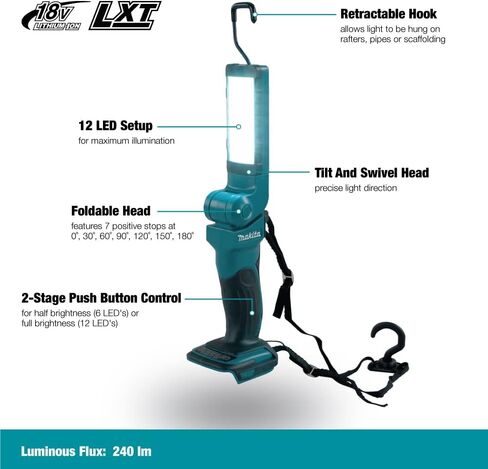 Makita DML801 18V LXT Lithium-Ion Cordless 12 L.E.D. Flashlight, Flashlight Only, Black in Saudi Arabia
