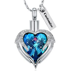 Imrsanl Angle Wings Heart Urn Necklace for Men Women Cremation Jewelry Keepsake Memorial Lockets Jewelry Gifts Urn Pendant Ashes Holder