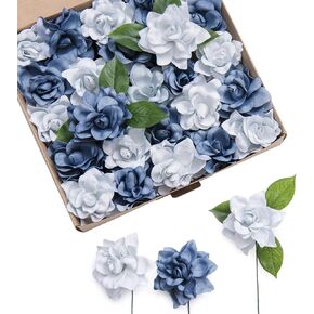 Ling's Moment Flowers 25pcs Fake Gardenia Cream Flowers Artificial Flowers with Stem, Fake Flower for DIY Wedding Decorations Centerpieces Bouquets Boutonnieres（Flores Artificiales para Decoracion） in Kuwait