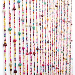 FlavorThings 3FT X 6FT 27 Stands Rainbow Colorful Hippie Beaded Curtain Boho-Bohemian Natural Wooden Door Doorway Beads Bamboo-Like Window Front Door Decor Curtains Home Decor in Kuwait