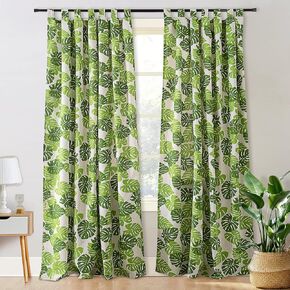 BROSHAN White and Green Curtains for Bedroom,Tropical Plant Leaf Window Curtains 2 Panels 78 inch Long Green Patterned Curtains Light Filtering Drapes for Jungle Safari Kids Room Nursery Decor in Kuwait