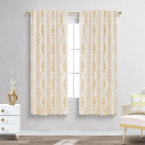 Mrs.Naturall Neutral Tan/Taupe Curtains 84 Inches Long for Living Room,Only 50% Blackout Fancy Boho Damask Geometric Curtains for Bedroom,Light Brown and Grey in Kuwait