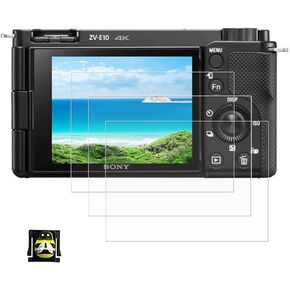 واقي شاشة من زد ال ام سي لكاميرا سوني الفا ZV-E10 ZVE10، 3 عبوات 0.3 ملم بدرجة صلابة 9 من الزجاج المقوى بدرجة صلابة 9، 1 × غطاء حذاء نحلة هوت in Kuwait