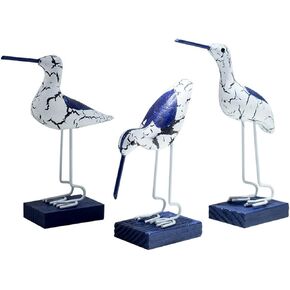 سي هوج بحري ساحلي الطيور التماثيل - لطيف خشبي عتيق عتيق زخرفة رومانسي الاسترخاء شاطئ البحر البحر موضوع يدوي سطح المكتب تمثال طائر البحر البحر - ديكور المنزل والمكتب والفندق (3 قطع) in Kuwait