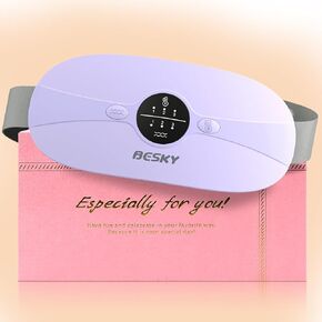 Besky Heating Pad, Portable Cordless Menstrual, Heating Pad with 3 Heat Levels and 3 Massage Modes, Menstrual Heating Pad 5s Fast Heating, Back or Belly Pain Relief Heating Pad for Women and Girl