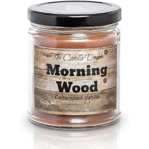 Morning Wood - Cedarwood Vanilla Scent - Funny 6 oz jar Candle- 40 Hour Burn time - Poured in Small batches in The USA