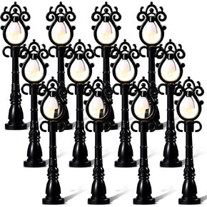 12 Pcs Christmas Lamp Post Village Accessories Mini Street Lights Lamp Miniature Dollhouse Streetlight Models Decorative for DIY Micro Village Pathway Post Garden Accessories (Cute) in Saudi Arabia