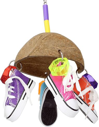 Bonka Bird Toys 1782 Duo Coco Sneaker 15" x 5.50", Large Parrot Tug Pull Forage Chew Cage Toy, Macaw, Amazon, African Grey, and Similar in Saudi Arabia