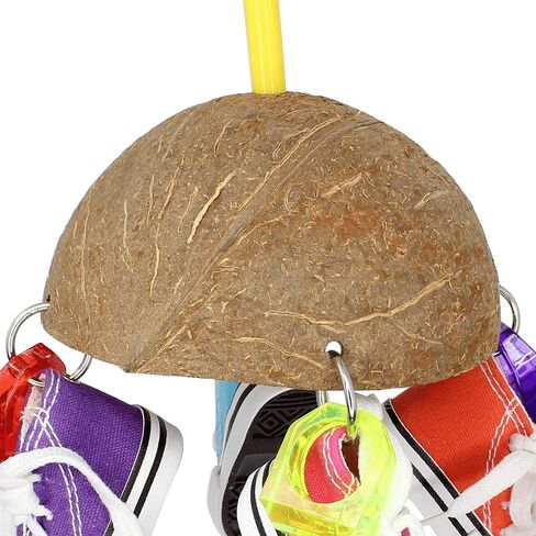 Bonka Bird Toys 1782 Duo Coco Sneaker 15" x 5.50", Large Parrot Tug Pull Forage Chew Cage Toy, Macaw, Amazon, African Grey, and Similar in Saudi Arabia