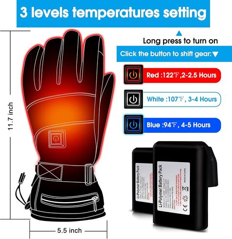IFWATER Heated Gloves for Men Rechargeable Electric Battery Powered Heating Ski Gloves with 3 Levels Setting Touchscreen Waterproof Winter Thermal Gloves for Outdoor Indoor Gloves Hand Warmers in Saudi Arabia