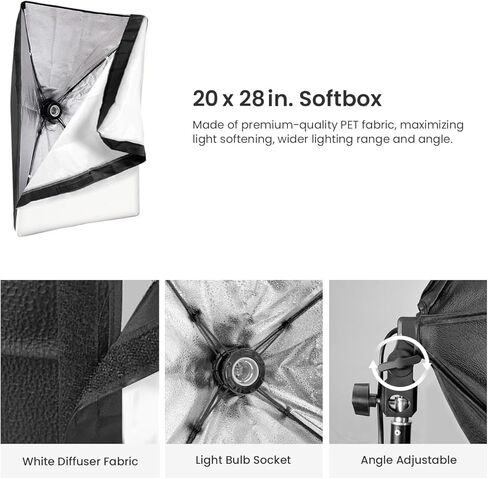 LimoStudio [2 Set] 20 x 28 inch Dimension Soft Box with Built-in Single Bulb Socket with 85 Watt Light Bulb, Photo Video Studio, AGG2557 in Kuwait