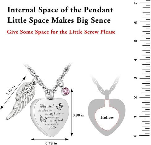 SOITIS قلادة الجرة للرماد 12 قطعة جوهرة الميلاد مجوهرات الحرق للرماد قلادة القلب للرماد - عقلي لا يزال يتحدث إليك in Kuwait