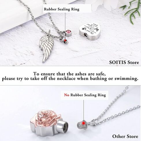 SOITIS قلادة الجرة للرماد 12 قطعة جوهرة الميلاد مجوهرات الحرق للرماد قلادة القلب للرماد - عقلي لا يزال يتحدث إليك in Kuwait