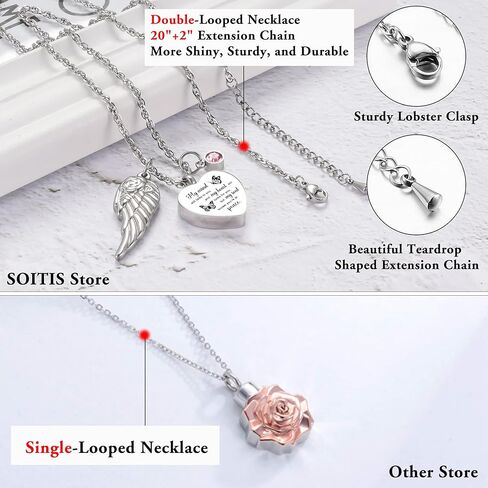 SOITIS قلادة الجرة للرماد 12 قطعة جوهرة الميلاد مجوهرات الحرق للرماد قلادة القلب للرماد - عقلي لا يزال يتحدث إليك in Kuwait