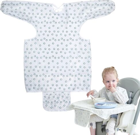 ليتل ديمسم مريلة رضاعة للاطفال الصغار مقاومة للماء باكمام طويلة للاطفال من الجنسين، مريلة تغطي كامل المرايل من عمر 6-36 شهر in Kuwait