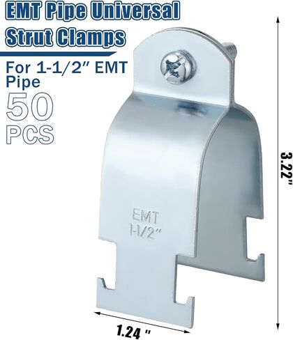 Landhoow 50 قطعة EMT Pipe Universal Strut Clamps Strut Channel ملحق الكهربائية المجلفن قناة المشبك مع الترباس والجوز، المشبك الأنابيب الصلبة، أداة المشبك (2 بوصة) in Saudi Arabia