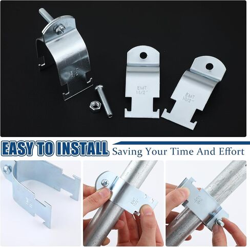 Landhoow 50 قطعة EMT Pipe Universal Strut Clamps Strut Channel ملحق الكهربائية المجلفن قناة المشبك مع الترباس والجوز، المشبك الأنابيب الصلبة، أداة المشبك (2 بوصة) in Saudi Arabia