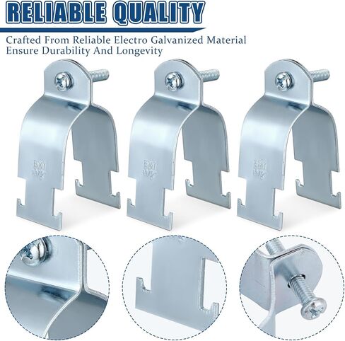 Landhoow 50 قطعة EMT Pipe Universal Strut Clamps Strut Channel ملحق الكهربائية المجلفن قناة المشبك مع الترباس والجوز، المشبك الأنابيب الصلبة، أداة المشبك (2 بوصة) in Saudi Arabia
