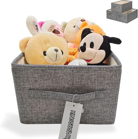 سلة تخزين قماشية قابلة للطي من KINGSUSLAY، صناديق تخزين وسلال لحشو هدايا عيد الميلاد، تخزين منزلي، مثالية للملابس، الحضانة، الألعاب، صناديق الخزانة (بيج-3 قطع، 16.15 × 10 × 6.5 بوصة) in Kuwait
