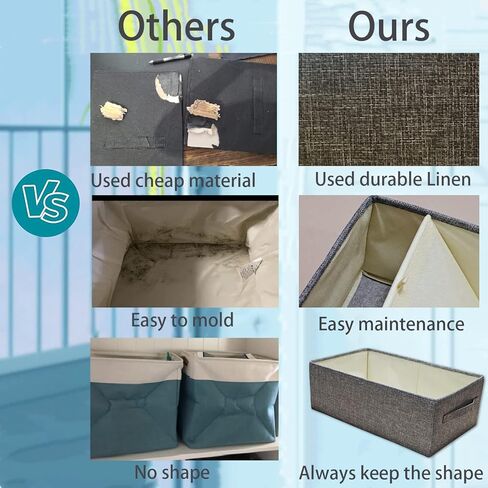 سلة تخزين قماشية قابلة للطي من KINGSUSLAY، صناديق تخزين وسلال لحشو هدايا عيد الميلاد، تخزين منزلي، مثالية للملابس، الحضانة، الألعاب، صناديق الخزانة (بيج-3 قطع، 16.15 × 10 × 6.5 بوصة) in Kuwait