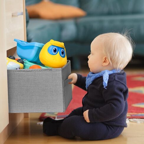 سلة تخزين قماشية قابلة للطي من KINGSUSLAY، صناديق تخزين وسلال لحشو هدايا عيد الميلاد، تخزين منزلي، مثالية للملابس، الحضانة، الألعاب، صناديق الخزانة (بيج-3 قطع، 16.15 × 10 × 6.5 بوصة) in Kuwait