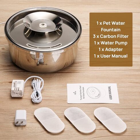 نسخة مطورة من نافورة المياه من الفولاذ المقاوم للصدأ من iPettie Trumpet Pet، سعة 100 أونصة/3 لتر، رائعة لجميع مراحل الحياة، تصميم مائل 7 درجات، ترشيح صحي على 4 مراحل، آمن للاستخدام في غسالة الأطباق فائق الهدوء، مع 3 مرشحات in Kuwait