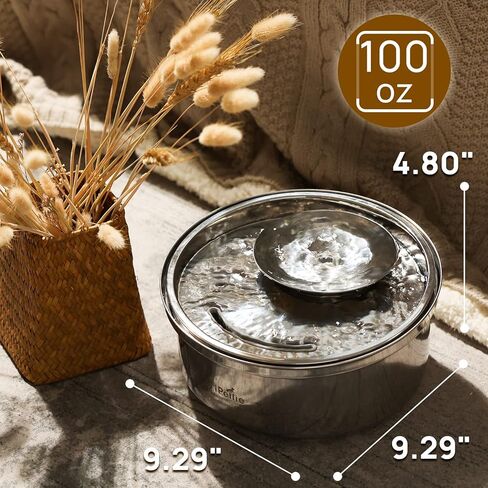 نسخة مطورة من نافورة المياه من الفولاذ المقاوم للصدأ من iPettie Trumpet Pet، سعة 100 أونصة/3 لتر، رائعة لجميع مراحل الحياة، تصميم مائل 7 درجات، ترشيح صحي على 4 مراحل، آمن للاستخدام في غسالة الأطباق فائق الهدوء، مع 3 مرشحات in Kuwait