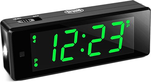 Digital Alarm Clock Battery Operated Night Visiable with Upgraded LED/LCD Time Display, Flashlight,Small Travel Clock for Bedroom Bedside (White Display) in Saudi Arabia