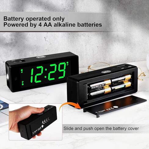 Digital Alarm Clock Battery Operated Night Visiable with Upgraded LED/LCD Time Display, Flashlight,Small Travel Clock for Bedroom Bedside (White Display) in Saudi Arabia