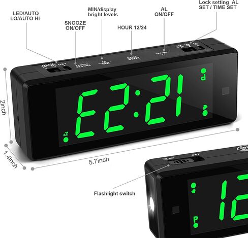Digital Alarm Clock Battery Operated Night Visiable with Upgraded LED/LCD Time Display, Flashlight,Small Travel Clock for Bedroom Bedside (White Display) in Saudi Arabia