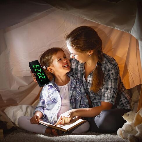 Digital Alarm Clock Battery Operated Night Visiable with Upgraded LED/LCD Time Display, Flashlight,Small Travel Clock for Bedroom Bedside (White Display) in Saudi Arabia