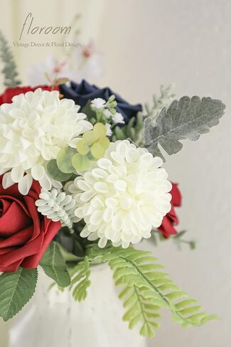 زهور الداليا الاصطناعية من Floroom 25 قطعة من الورود المزيفة المصنوعة من الرغوة العاجية ذات المظهر الحقيقي مع سيقان لباقات الزفاف DIY قطع مركزية لحفلات الزفاف البيضاء وترتيبات الزهور وطاولات الحفلات وديكور المنزل in Kuwait