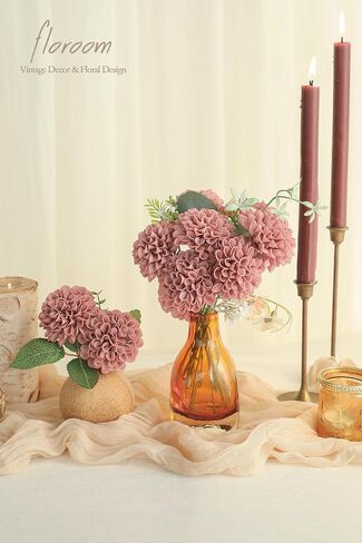 زهور الداليا الاصطناعية من Floroom 25 قطعة من الورود المزيفة المصنوعة من الرغوة العاجية ذات المظهر الحقيقي مع سيقان لباقات الزفاف DIY قطع مركزية لحفلات الزفاف البيضاء وترتيبات الزهور وطاولات الحفلات وديكور المنزل in Kuwait