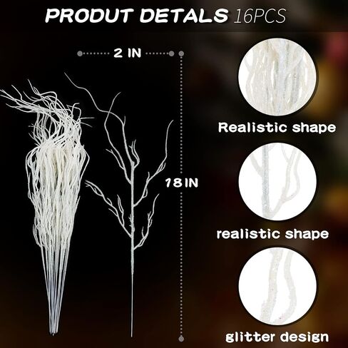 16 Pcs Artificial Curly Willow Branches Plants Decorative Brown Twig Stems Spray Tall for Vase DIY Crafts Wedding Floral Arrangement Home Decor(Black, Purple, Bronze, 30 Pcs) in Saudi Arabia