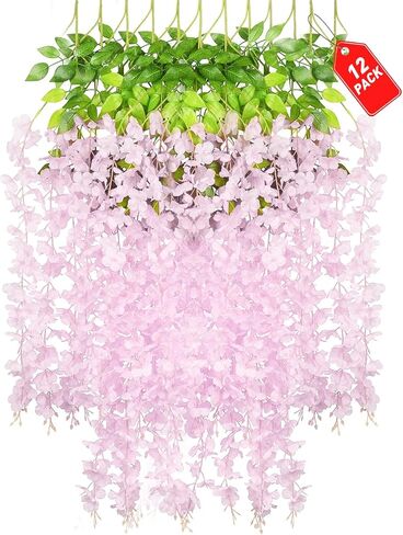24Pack Royal Blue Wisteria Hanging Flowers, Royal Blue 3.77 Ft Fake Hanging Flowers, Royal Blue Artificial Wisteria Garland, Royal Blue Wisteria Flower Vines, Wisteria Backdrop, Wisteria Flowers Decor in Kuwait