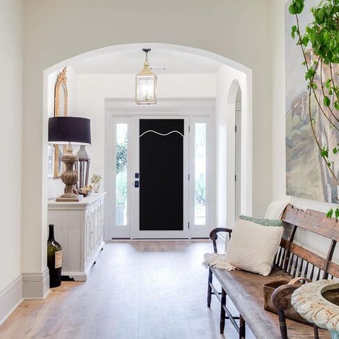 ستارة باب فرنسية شتوية معتمة بنسبة 100% - ستائر نافذة باب منزلقة معزولة حراريًا للخصوصية لباب الفناء والباب الأمامي وستارة جانبية مربوطة للظل، W26 x L69 بوصة، لوحة واحدة، أسود in Kuwait